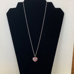 NaNa Pink and Silver Heart Necklace